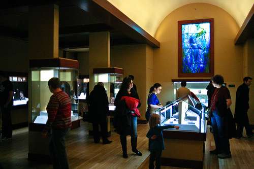 engaged in a museum
